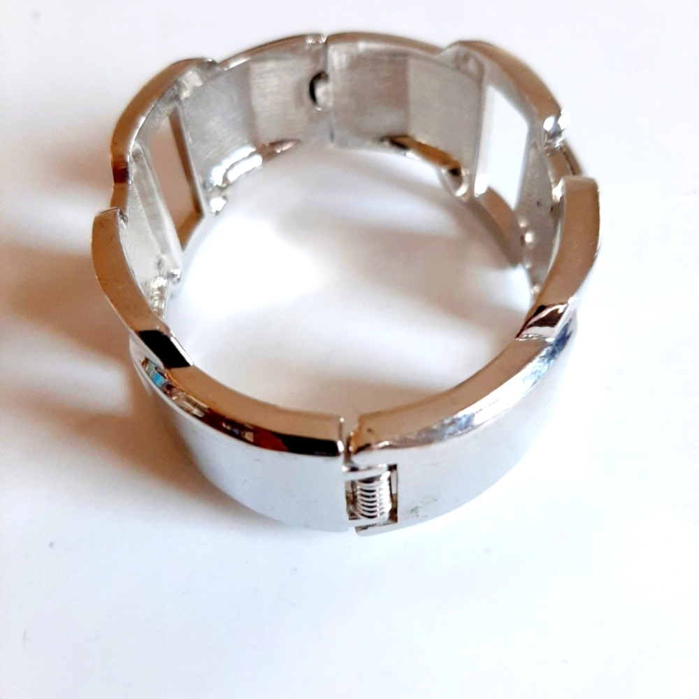 Silver Rhinestone Bangle Bracelet - Picture 3 of 3